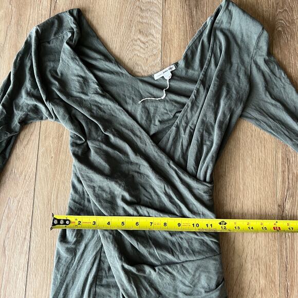 JAMES PERSE Women's Wrap-Effect Ruched Cotton-Blend Jersey Dress Size 3/L - Picture 6 of 8